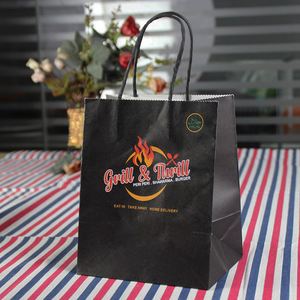 OEM Service <b>Biodegradable</b> Kraft Paper Bag Custom Size and Design With Handles for Food Takeout <b>Packaging</b> Bulk Supply - Product Image 4
