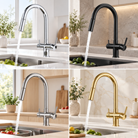 Robinet de cuisine moderne monotrou avec douchette extractible, mitigeur de lavabo à deux jets, valve en céramique, construction en laiton durable - Offre Spéciale