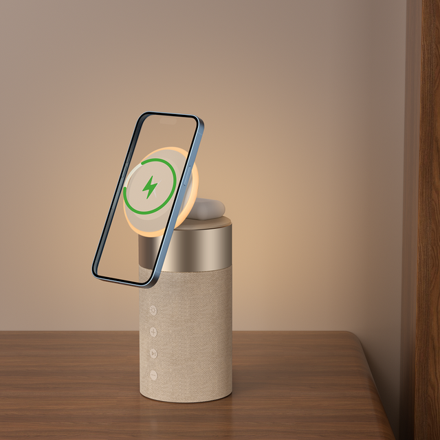 KUANGXIANG 2025 Portable Speaker 5-IN-1 Foldable Wireless Charging Station with LED Lamp Electronic Gadgets