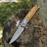 Couteau de poche tactique pliable avec manche en bois, acier inoxydable 3cr13, outil de camping en plein air, EDC, autodéfense