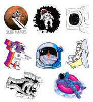 100 teile/paket wasserdichte Raum Astronaut Cartoon Graffiti Aufkleber für Gepäck Auto Wasser Cup