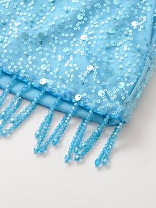 Sexy Skirt <strong>Set</strong> <strong>Two</strong> <strong>Piece</strong> Pearl Tassel <strong>Sequin</strong> Crop Tank Top Short Skirt <strong>Set</strong> Women Party - Product Image 6