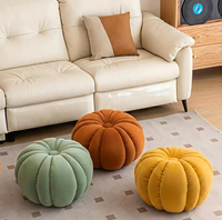 Pouf rond bas moderne en cuir couleur citrouille, repose-pieds pour canapé, pour salon, chambre, décoration intérieure et usage hôtelier