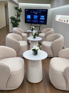 Canapé moderne en laine d'agneau crème pour la maison, meubles commerciaux, salon de beauté rouge, chaise de négociation pour salon de manucure avec fonction vent - Product Image 6