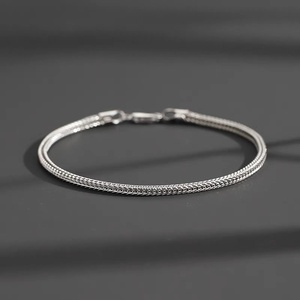 S925 argento Sterling Fox <span class=keywords><strong>bracciale</strong></span> di coda per gli uomini/le donne/i bambini Hip-Hop intrecciato a catena in stile semplice oro Fine coppie - Product Image 5