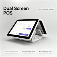 Terminal de point de vente tactile à double écran 15,6''+15,6'', gestion des commandes, caisse enregistreuse, système de point de vente, blanc, Windows, boutique