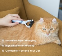 Brosse démêlante double face pour animaux de compagnie, peigne de toilettage anti-rayures à dents double face pour chats et chiens
