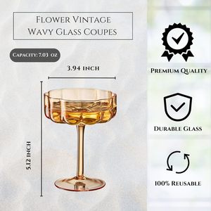 Thiết kế bản quyền đầy màu sắc prosecco Mimosa hoa cổ điển lượn sóng thủy tinh Coupe Martini Champagne Cocktail Coupe - Product Image 4