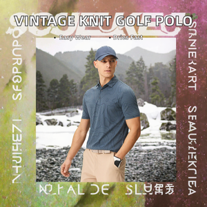 T-shirt à manches courtes pour homme, décontracté, coupe ample, anti-rétrécissement, imprimé vintage, tricoté, séchage rapide, sportif, couleur unie, golf - Product Image 2