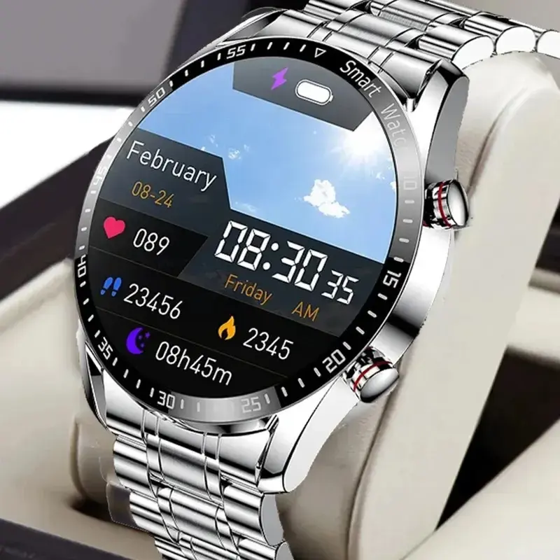 2024 Montres Intelligentes Homme Connecte Smart Watch Business BT Call Heart Rate Blood Pressure Sports Message Smartwatch