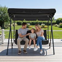 Fauteuil balançoire d'extérieur pour 3 personnes avec auvent réglable pour patio, cour ou jardin