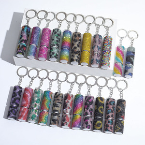 Hot Selling Mini 5ml Alloy Perfume Dispenser Travel Portable Keychain Bag Pendant with Rhinestone Crystal Key Chains