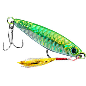 Leurre jigging à motif écailles de poisson vert-jaune 12cm, appât de milieu pour Blackfish, Poisson mandarin, Carpe carassine, Perche, Chub - Product Image 1