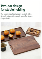Plateau de service en bois de noyer naturel, plateau en bois irrégulier pour le petit-déjeuner, table à café