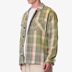 <b>Men</b> Vintage Plaid <b>Flannel</b> <b>Shirt</b> Frayed Raw Hem Oversized Long Sleeve Button Down <b>Shirt</b> Custom Logo <b>Men</b> Casual Check Shacket - Product Image 3