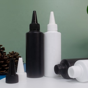 Empty Bottle Plastic 150ml 200ml 250ml 300ml White Black Plastic Squeeze Bottle With Sharp-Mouthed Cap