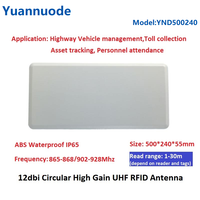 Antenne RFID UHF longue portée Yuannuode 1-35m, 12dBi, polarisation circulaire, gestion des véhicules sur autoroute, protocole ISO 18000-6C