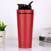 750ml Fitness Gym Custom Logo Dubbelwandige Metalen Proteïne Shakerfles/Beker Gepersonaliseerd