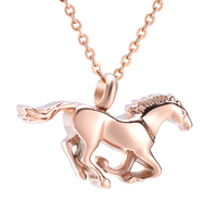 Pendentif en forme de cheval en acier inoxydable, 1 pièce, collier porte-amulette, cadeau idéal pour la fête d'anniversaire