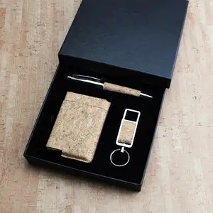 Ensemble de stylos à bille en liège B5, pour journal intime, Agenda, ensemble cadeau, avec boîte en papier - Product Image 1