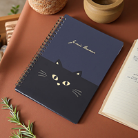2026 A6 Spiralblock Niedliches Katzen-Notizbuch Stoffeinband Tiermuster Liniertes Tagebuch Geschenk für Kinder