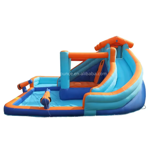 Château gonflable aquatique pour enfants avec mur d'escalade et toboggan, structure <span class=keywords><strong>de</strong></span> jeux gonflable avec trampoline pour l'été - Product Image 3