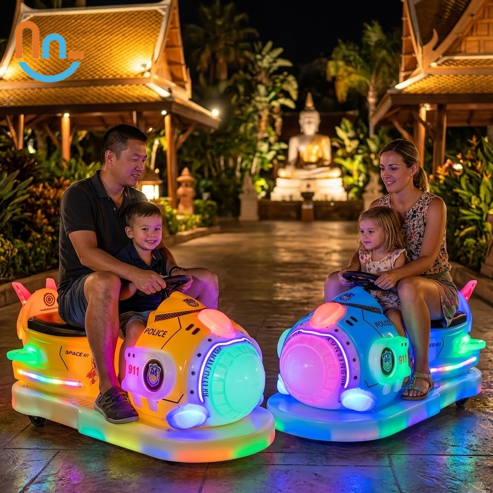Joy2fun Outdoor Play Equipment Children Double-seat Electric Toy Car with Its Own Lights and Music Electric Bumper Cars