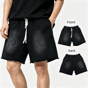 Wholesale Custom Logo Hip Hop Style 100% Cotton Breathable <b>Mesh</b> Mens Acid Wash <b>Shorts</b> OEM Service - Product Image 1