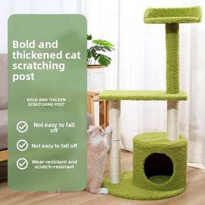Sevimli İç Mekan Kedi Ağacı, Tamamen <span class=keywords><strong>Sisal</strong></span> Kaplı Tırmalama Direkleri, Yeşil Peluş Kadife <span class=keywords><strong>Sisal</strong></span>, Güvenli Yapı, Çok Katlı - Product Image 2