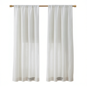 Mezcla de lino Panel de cortina de filtrado de luz Par 2 piezas Cenefas de ventana Cortinas y cenefas elegantes - Product Image 1