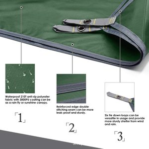 Bâche de camping Woqi 10x10 pieds carrée, imperméable, en polyester vert olive, pour survie en plein air, randonnée et backpacking - Product Image 2