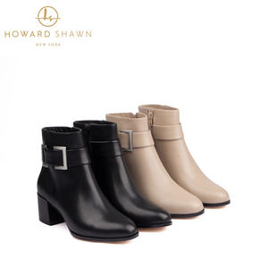 Stivaletti da <span class=keywords><strong>Donna</strong></span> 2025 con Logo Personalizzato Scarpe Casual Monocolore con Tacco Largo Stivaletti da Passeggio per Esterni in Vera Pelle Personalizzati - Product Image 6