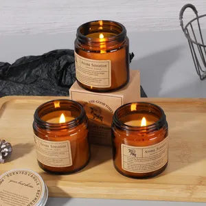 Wholesale Soy Candle For Birthday Gift Home Scented Amber Jar Candles