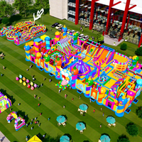 Combinaison de trampoline gonflable d'intérieur et de parc de jeux : comprend des structures de jeux et des défis d'obstacles pour les centres familiaux