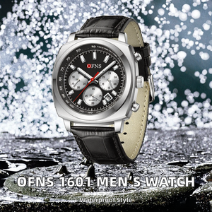 OFNS 1601 Luxury <b>Men's</b> Quartz <b>Watch</b> Alloy Case Rubber Band Vintage Style <b>Waterproof</b> Calendar Multi-Functional - Product Image 2
