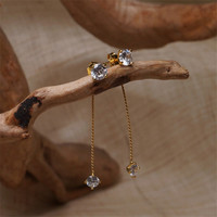 Boucles d'oreilles pendantes simples en zircon avec longues pampilles pour femmes, délicates, style coréen, bijoux fantaisie pour femme, vente en gros