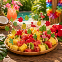 Bamboe Fruitprikkers Blad Lange Steel Minimalistisch Wegwerpbaar Ecologisch Cocktailprikkers Stokjes Feest Decoratief Eten