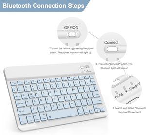 Clavier sans fil BT miniature rechargeable 78 touches ABS portable et fin de 10 pouces pour tablette compatible avec trois systèmes - Product Image 3