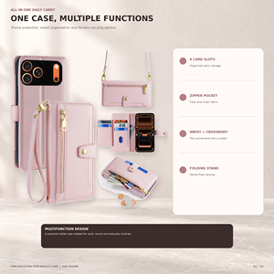 เคสโทรศัพท์แบบสะพายข้างสุดหรูรุ่นใหม่ปี 2026 พร้อมช่องใส่บัตร 6 ช่อง สำหรับ <span class=keywords><strong>iPhone</strong></span> 18 17 16 15 Pro Max ฝาปิดแม่เหล็กพร้อมสายคล้องข้อมือ - Product Image 2