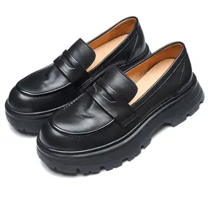 Wholesale OEM Spring Formal women Leather Soft Flats Shoes Genuine leather shoes for women