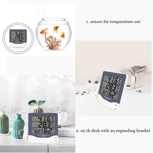 สถานีตรวจอากาศดิจิตอลในร่มและกลางแจ้ง พร้อมนาฬิกา โพรบแบบมีสาย เครื่องวัดอุณหภูมิและความชื้นแบบ LCD - Product Image 6