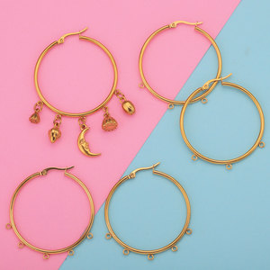 Base de boucles d'oreilles avec anneaux |   Porte-breloques grand cercle en acier inoxydable plaqué or PVD 18 carats pour la fabrication de bijoux DIY - Product Image 1