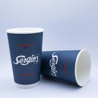 Gelas Kertas Kopi Biodegradable Sekali Pakai dengan Logo Printer Kustom untuk Minuman Panas Grosir