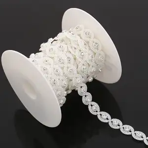 Linha de pesca guirlanda de pérolas artificiais, varal com diamante para decoração de festa de casamento