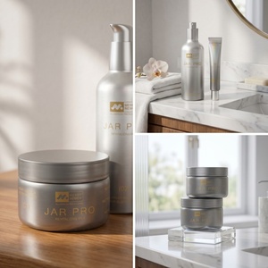 Luxury Aluminum Cosmetic Packaging Set Refillable Jar & <b>Pump</b> Bottle with Custom Screen Printing for Skincare Brand - Product Image 5