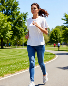 <span class=keywords><strong>เสื้อ</strong></span>ยืดคอกลม<span class=keywords><strong>สี</strong></span><span class=keywords><strong>ขาว</strong></span>สำหรับ<span class=keywords><strong>ผู้หญิง</strong></span> สไตล์ลำลอง สปอร์ต ระบายอากาศได้ดี ผ้าถัก ไม่เป็นขุย เหมาะสำหรับฤดูร้อน - Product Image 1