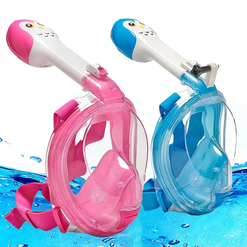 Su spor oyuncakları yüzme maskesi çocuklar tam yüz şnorkel maske dalış ekipmanları tüplü ücretsiz nefes şnorkel maske