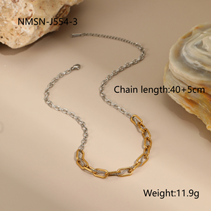 Collier en acier inoxydable tendance, chaîne bicolore 40+5cm, bijoux pour femmes NMSN-J554-3 - Product Image 1