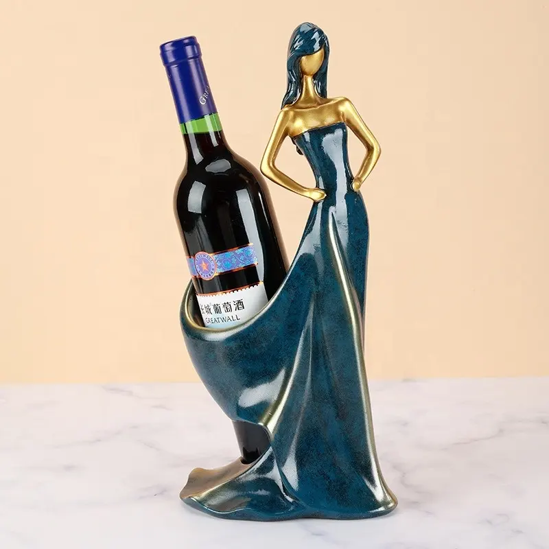Soporte para botella de vino Beauty Lady Statue Soporte para botella de vino Lady Rack Decoración Soporte de corcho de vino para Cocina