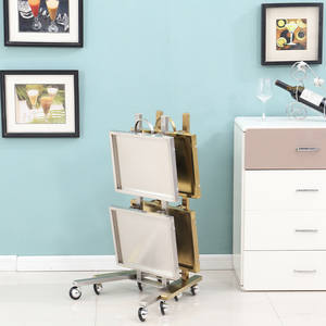 Chariot de Salon <span class=keywords><strong>Professionnel</strong></span> Commercial en Acier Inoxydable Pliant avec Roues pour Coiffure, Permanente et Coloration - Product Image 3